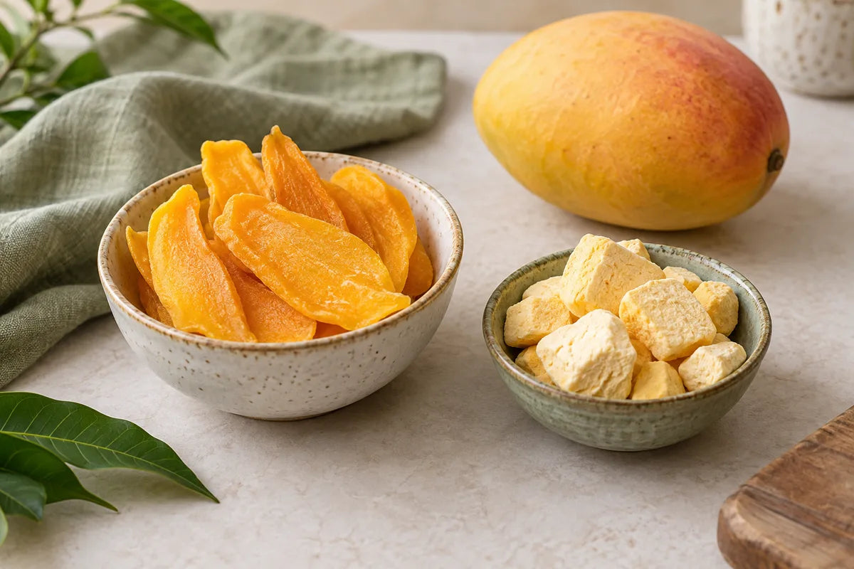 Choosing Dried Mango: Soft, Freeze-Dried, Salted or Chilli-Seasoned — AI-generated serving illustration