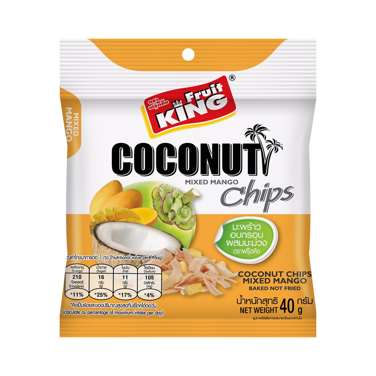 Fruit King Coconut & Mango Chips - 40 g - Big C product image
